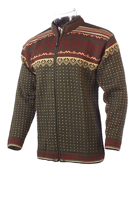 Devold Eikesdal Sweater (Olive / Red)