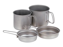 Snow Peak 2-Person Trek Combo Titanium Cookware Set (Titanium)