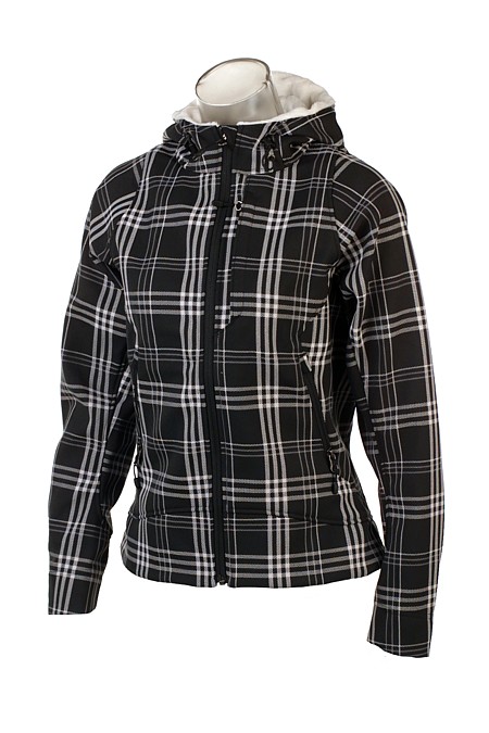 Spyder Arc Soft Shell Hoodie Women's (Black Plaid)