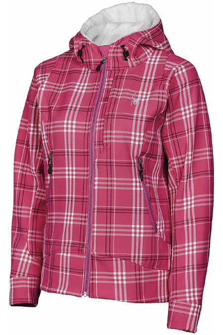 Spyder Arc Soft Shell Hoodie Women's (Hot Pink Plaid)