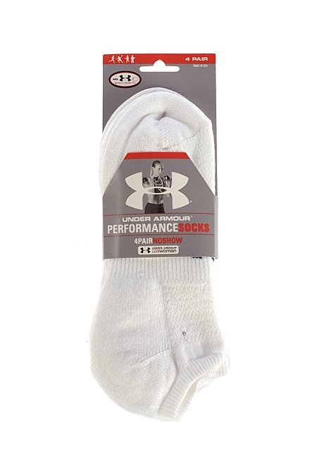 Under Armour All Season No-Show Socks 4-Pack Women's (White)