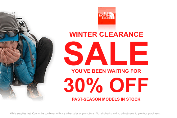 Save on past-season North Face items...
